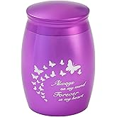 LINES ARTE Purple Small Cremation Urns for Human Ashes Keepsake, 2.67 Inches Mini Butterfly Urns for Human Ashes Adult Female/Women/Mom/Mother