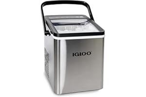 Igloo Handled Portable Ice Maker with Scoop- Ice Maker with LED Control Panel & 1 Quart Water Tank-Ice Cube Maker Produces 26
