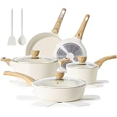 SENSARTE Ceramic Cookware Sets, Pots and Pans Set Non stick, 14 Piece Induction Cookware, Non toxic Healthy Non Stick Kitchen Cooking Set, with Frying Pans Set, PFAS PTFE PFOA PFOS Free