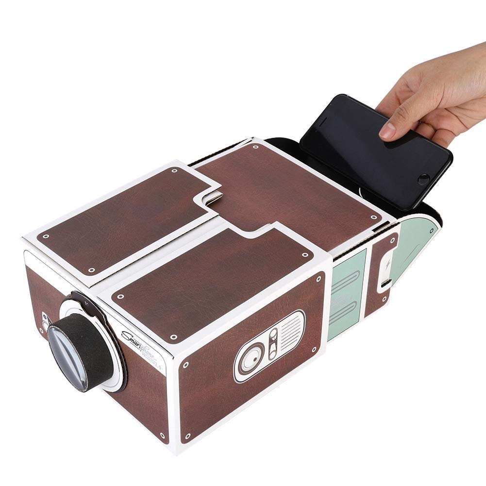 Mini DIY Portable Projector 2.0 for Mobile Phone, Second Generation Cardboard Projector for Phones No More than 5.8 Inches, 8x Magnification Projection Paper Box