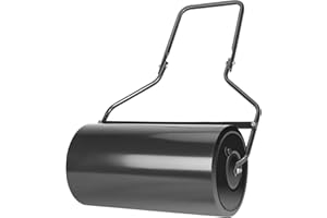 RULTYN Lawn Roller, Push/Pull Steel Sod Roller w/Ergonomic Handle, Lawn Rollers Tow Behind Water Filled for Park, Garden, Yard, Ball Field (M, Black)