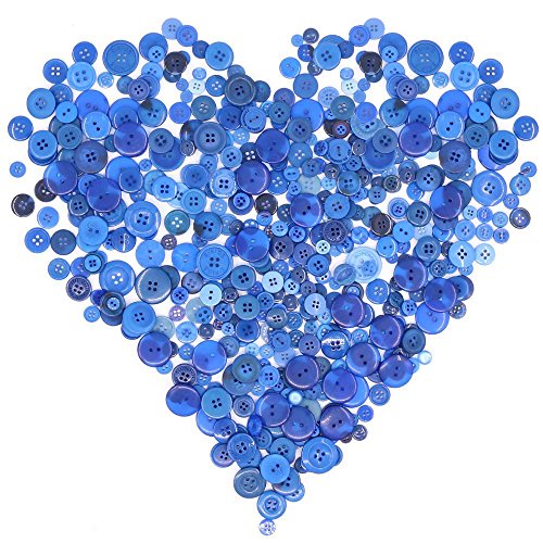 Swpeet 650 Pieces Assorted Sizes Resin Buttons 2 and 4 Holes Round Craft Buttons for Sewing DIY Crafts Children's Manual Button Painting (Navy Blue)