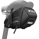 BV Strap-On Bike Bag with Reflective Material - Saddle Bag with Seperate Divider for Small Items for All Your Essentials - Bike Pouch with Taillight Hanger for Maximum Safety