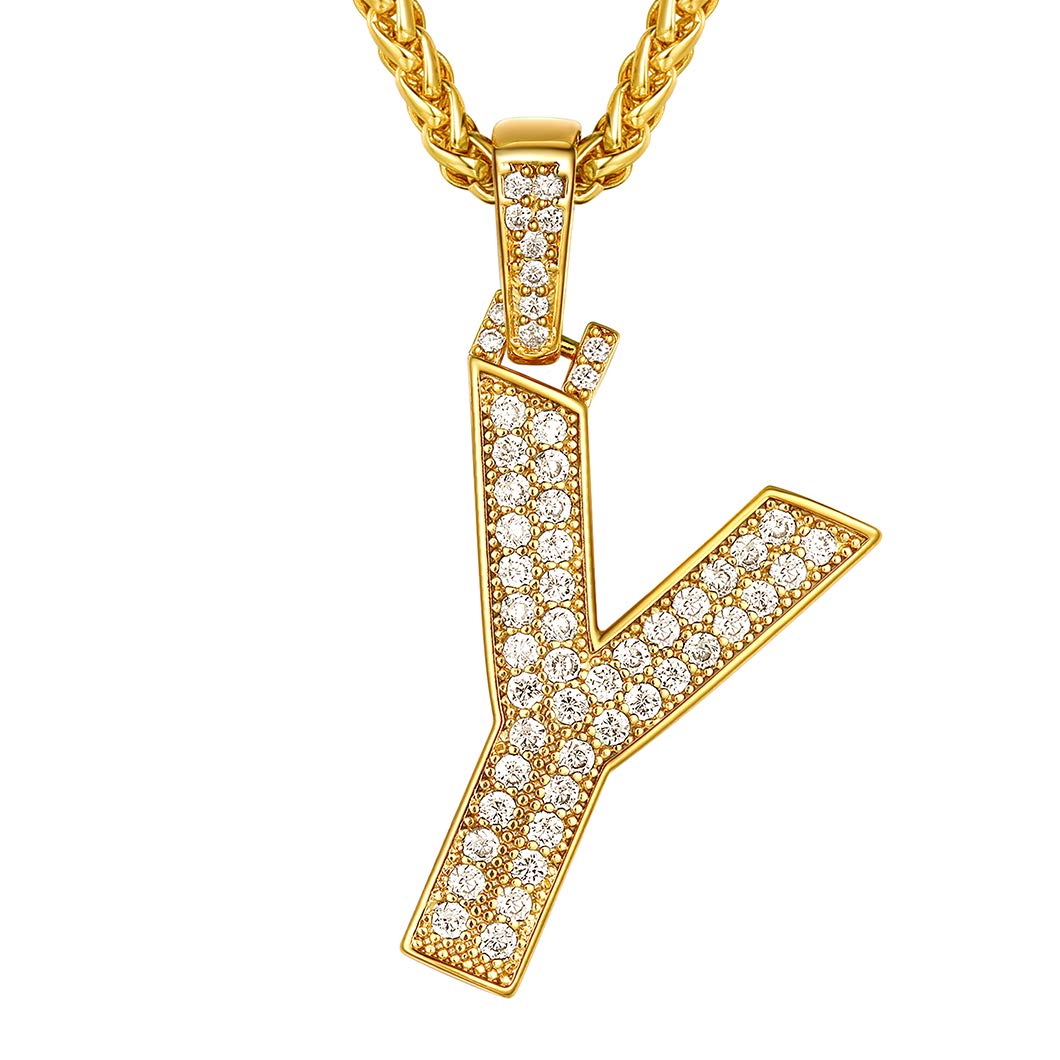 Richsteel Chains For Men Bling Y Letter With Pendant Women Name Initial Necklace — image 1
