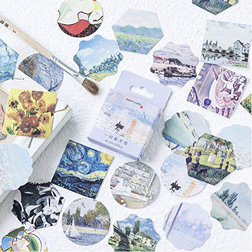 Kawaii Vintage Paper Stationery Sticker Set Animal Plant Owl Rabbit Bird Pocket Watch Famous Painting Hot Air Balloon Hemisphere for Gift Packing Scrapbooking Album Planner Journal Arts DIY Craft
