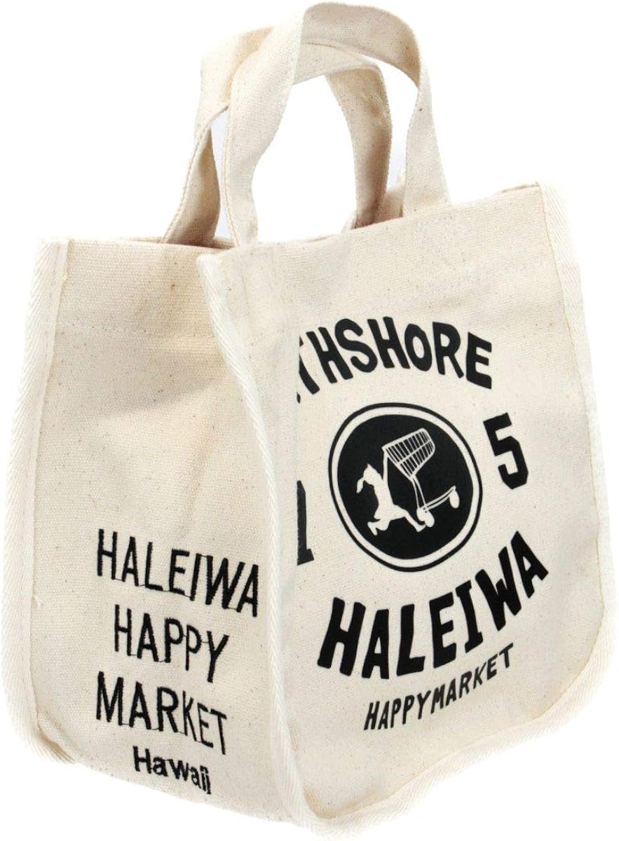 Amazon ハワイアン トートバッグ ハワイアン雑貨 ハレイワ Haleiwa ノースショア プリント ミニトートバッグ Hlbg 1953 アイボリー トートバッグ