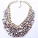Women Cluster Necklace Crystal Faux Pearl Pendant Bib 18K Gold Plated Chain