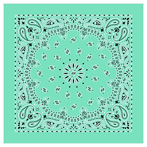 American Made Mint Western Paisley Bandana - Single Piece 22x22 - Thumbnail 2
