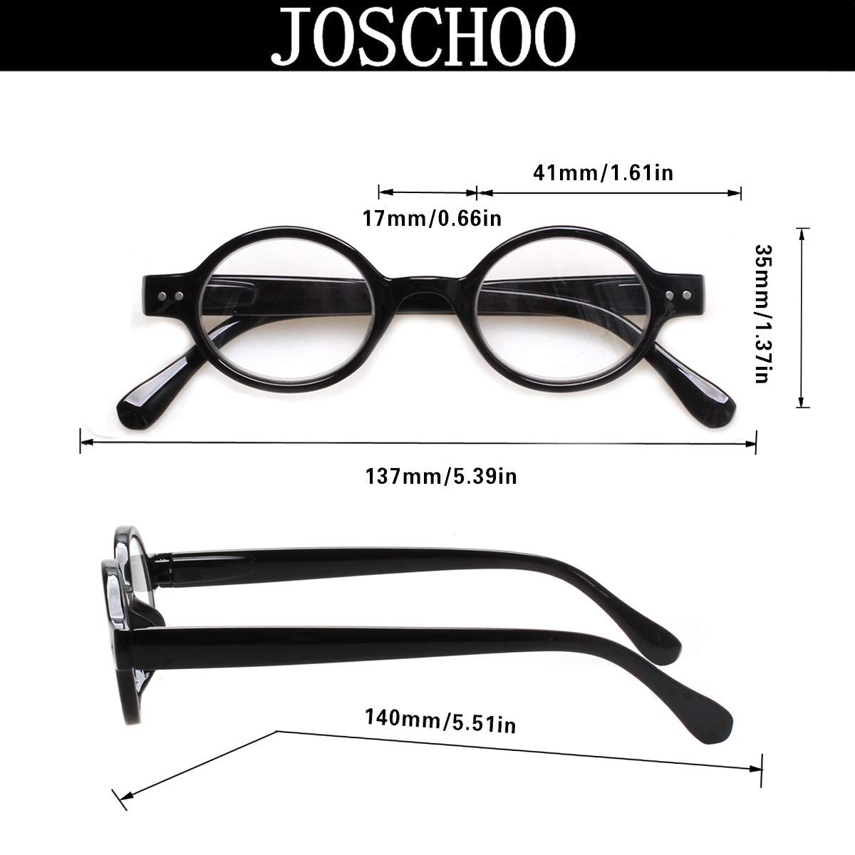 JOSCHOO 5 Pack Retro Round Reading Glasses Mini Small Comfortable