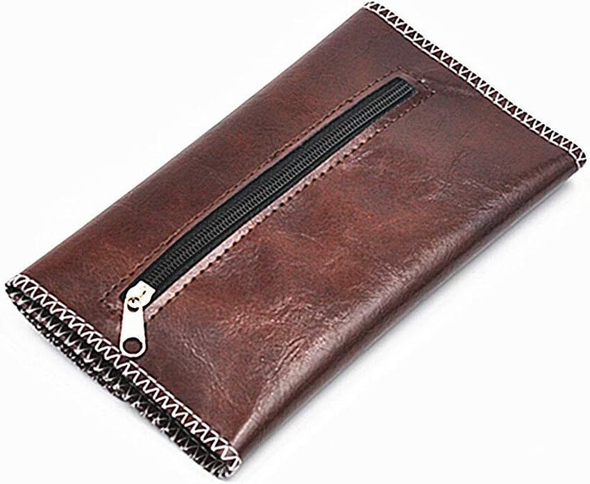 Faviye Leather Tobacco Bag, Triple Ply Tobacco Pouch with Dark Buckle for Storage and Soft Protection c