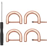 PATIKIL 1/2 Inch D-Rings Screw in Shackle, 4 Pcs Horseshoe Clasp U Shape D Rings with Screwdriver for Purse Keychain Strap Buckle DIY Leather Craft, Rose Gold