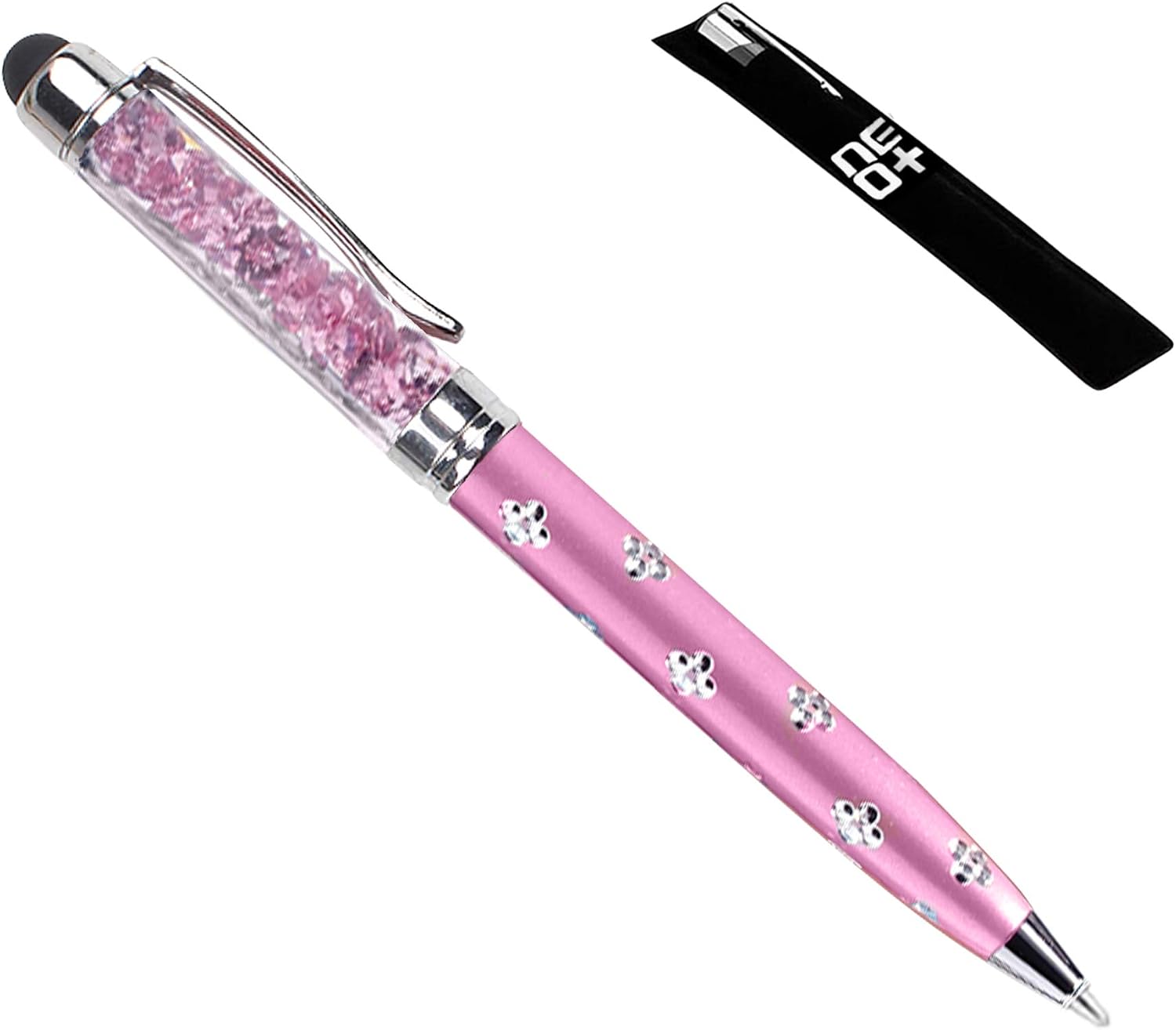QUALITY 2-in-1 Capacitive Touchscreen Stylus and Ballpoint Pen with Crystals. FREE REFILL - UK SELLER (PINK)