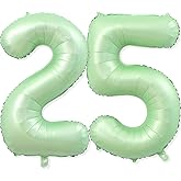25 Balloon Number, 40 Inch Light Green Foil Balloons Giant Jumbo Helium Number 25 or 52 Balloons for 25th 52th Birthday Decorations Anniversary Events Boys Girls Party Decorations(Light Green)