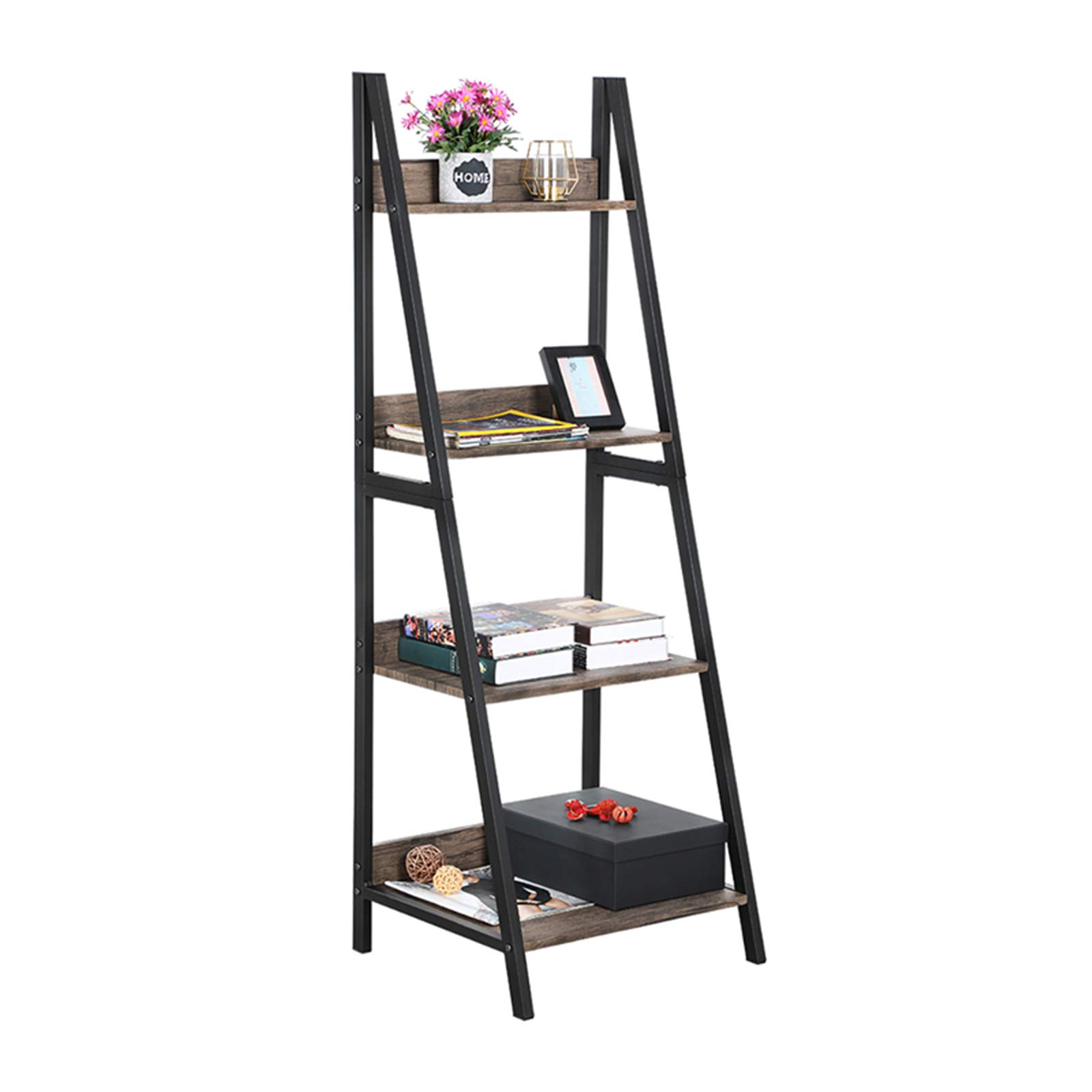 Buy GreenForest Ladder Shelf 4 Tier Bookshelf Industrial Bookcase