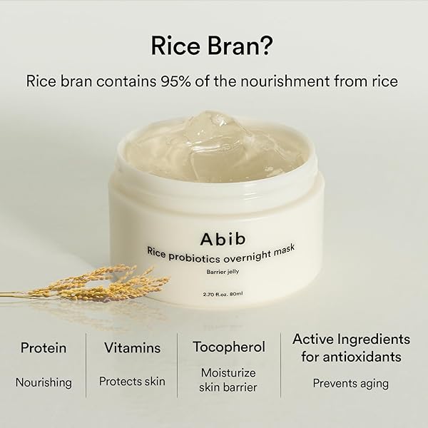 ABIB RICE PROBIOTICS OVERNIGHT FACE MASK BARRIER JELLY 2.7 FL OZ | KOREAN SLEEPING MASK FOR GLASS SKIN | MOISTURIZING & SLUGGING CREAM