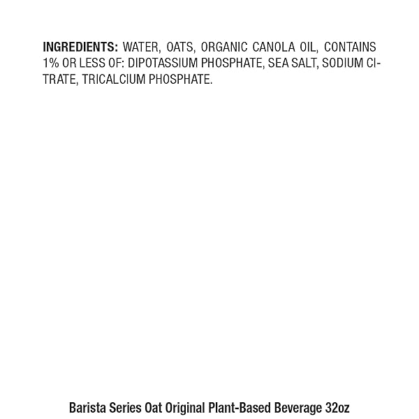 PACIFIC FOODS BARISTA SERIES ORIGINAL OAT MILK, PLANT BASED MILK, 32 OZ CARTON