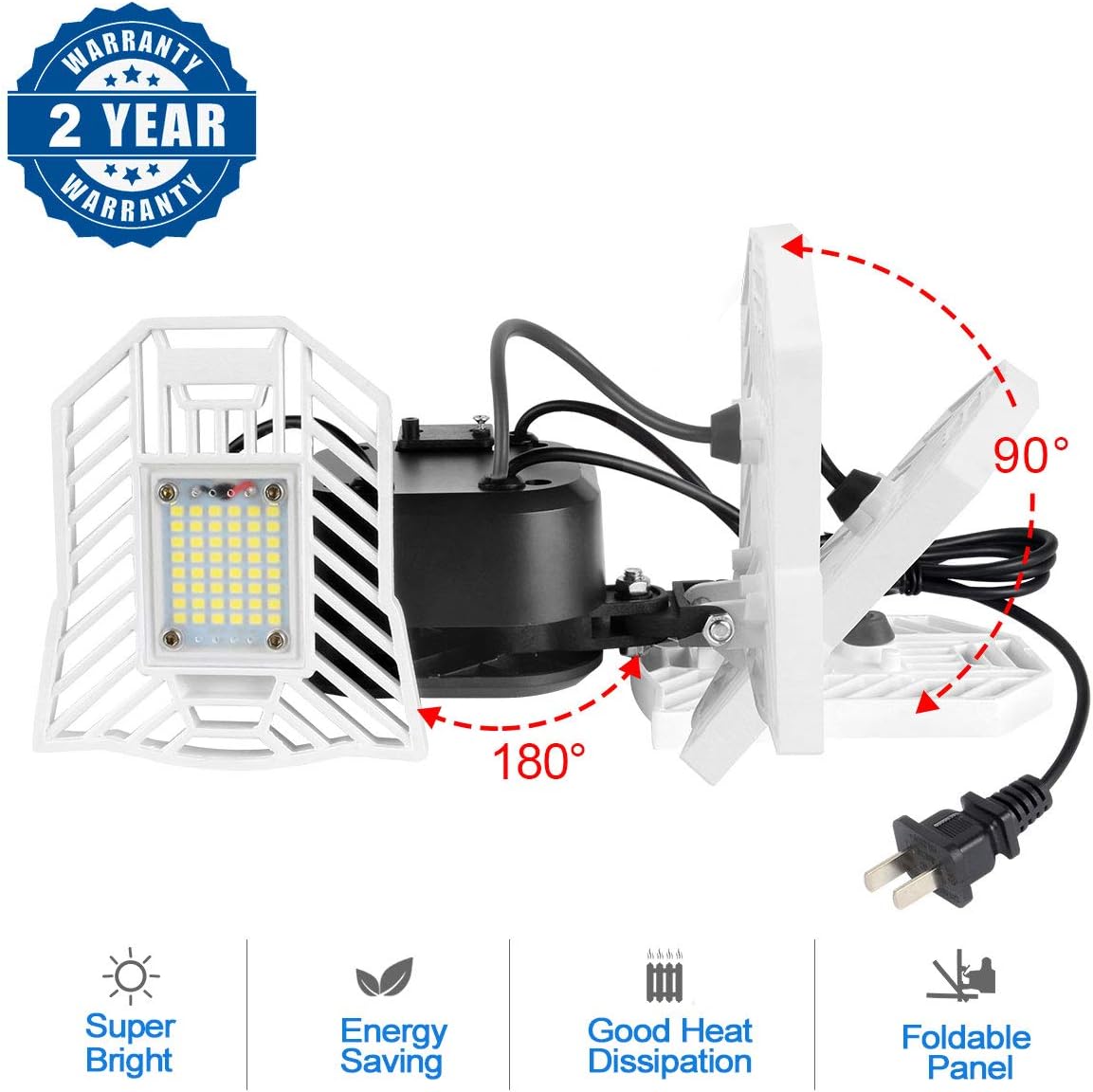 LED Security Light, Outdoor Flood Light IP65 Waterproof, 2 Adjustable Heads for Entryways, Stairs, Yard and Garage (Outdoor Flood Light)