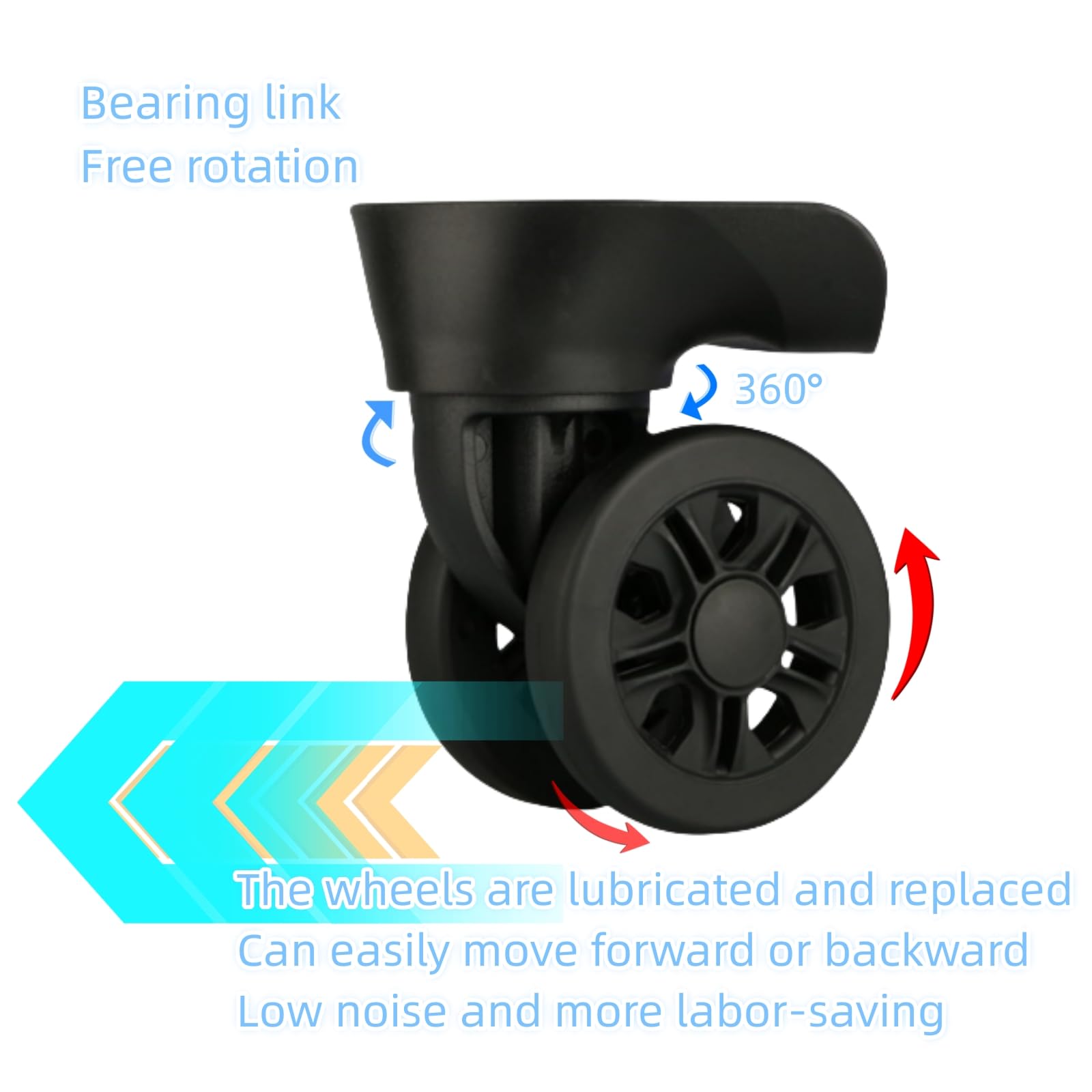 SOTHMALL Spinner Luggage Replacement Wheels Travel Suitcase Carry On Luggage Spinner Wheels，Mute Connected ，DIY Replacement Left and Right Caster with Screws and Tool (2)
