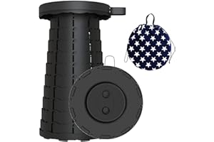 FSAYAML Telescoping Fordable Stool, Portable Retractable Stool, Collapsible Stool, Retractable Stool with Portable Bag for Camping, Hiking, Wait in The Line, Max Load 400 lbs (Black)