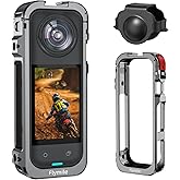 Utility Frame Case Cage for Insta360 X5, Metal Protective Case with Silicone Lens Cap Guard - Cold Shoe Mount, 3 x 1/4" Threads, Quick Release Adapter for Insta 360 X5 Accessories