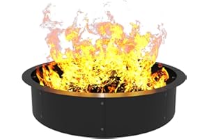 AnBaiMei Round Outdoor Fire Pit Ring Insert 36-Inch Inner 40-Inch Outer Diameter, Heavy Duty Metal Steel DIY Firepit Liner Campfire Rings for Outside Wood Burning Above or In-Ground, Black