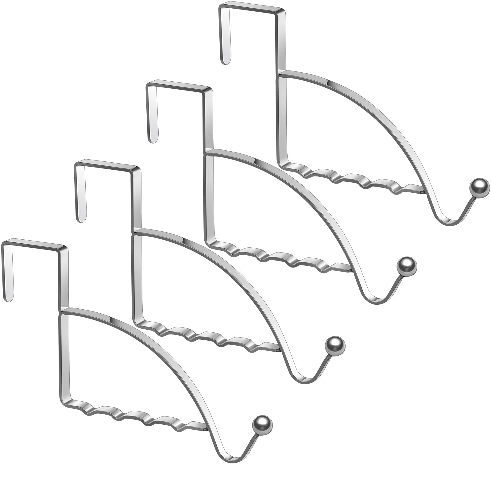 Photo 1 of Hotop 4 Pieces Over The Door Hooks Hanger Multi Hanging Storage Organizers Valet Hooks for Coats Clothes Hoodies Hats Scarves Purses Keys Bath Towels Robes and More(Silver)