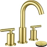 ChiLDano Brushed Gold Bathroom Faucet, 8 inch Widespread Bathroom Sink Faucet 3 Hole with Drain and Hose, Gold Bathroom Faucet CH2183BG
