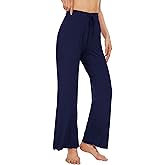 WiWi Viscose from Bamboo Pajamas Pants for Women Casual Lounge Pant Soft Comfy Pajama Bottom with Drawstring S-XXL, Navy, Small