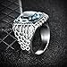MASOP Anti Allergy 316L Stainless Steel Ring Man Synthetic Aquamarine Crystal Engagement Wedding Jewelry