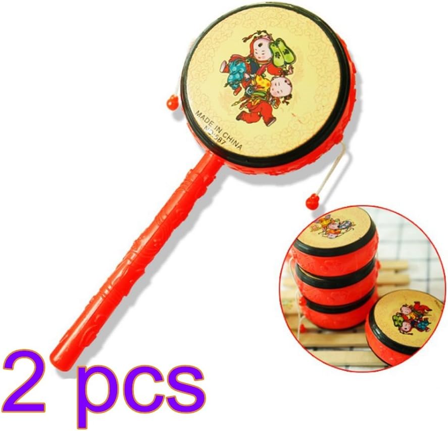 TOYMYTOY 2 Pcs Chinese Traditional Rattle Balance Drum Twist Rattle
