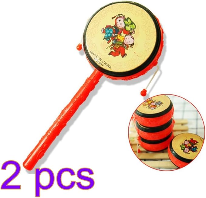 TOYMYTOY 2 Pcs Chinese Traditional Rattle Balance Drum Twist Rattle