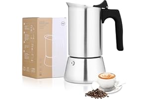 VONATES Stovetop Espresso Maker Stainless Steel Moka Pot, 9 cup Espresso Coffee Pots 450ml/15oz(Espresso Cup=50ml)/1.7oz, Italian Coffee Maker for Induction Cookers Hobs, Cafe Maker for Camping Home