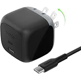 Belkin 65W Compact USB C Charger Block, Fast Charging for Travel | PD 3.1, PPS, Laptop Charger, MacBook, Chromebook, iPad, iPhone 17, Samsung Galaxy, Pixel, Nintendo Switch 2, Foldable Prongs