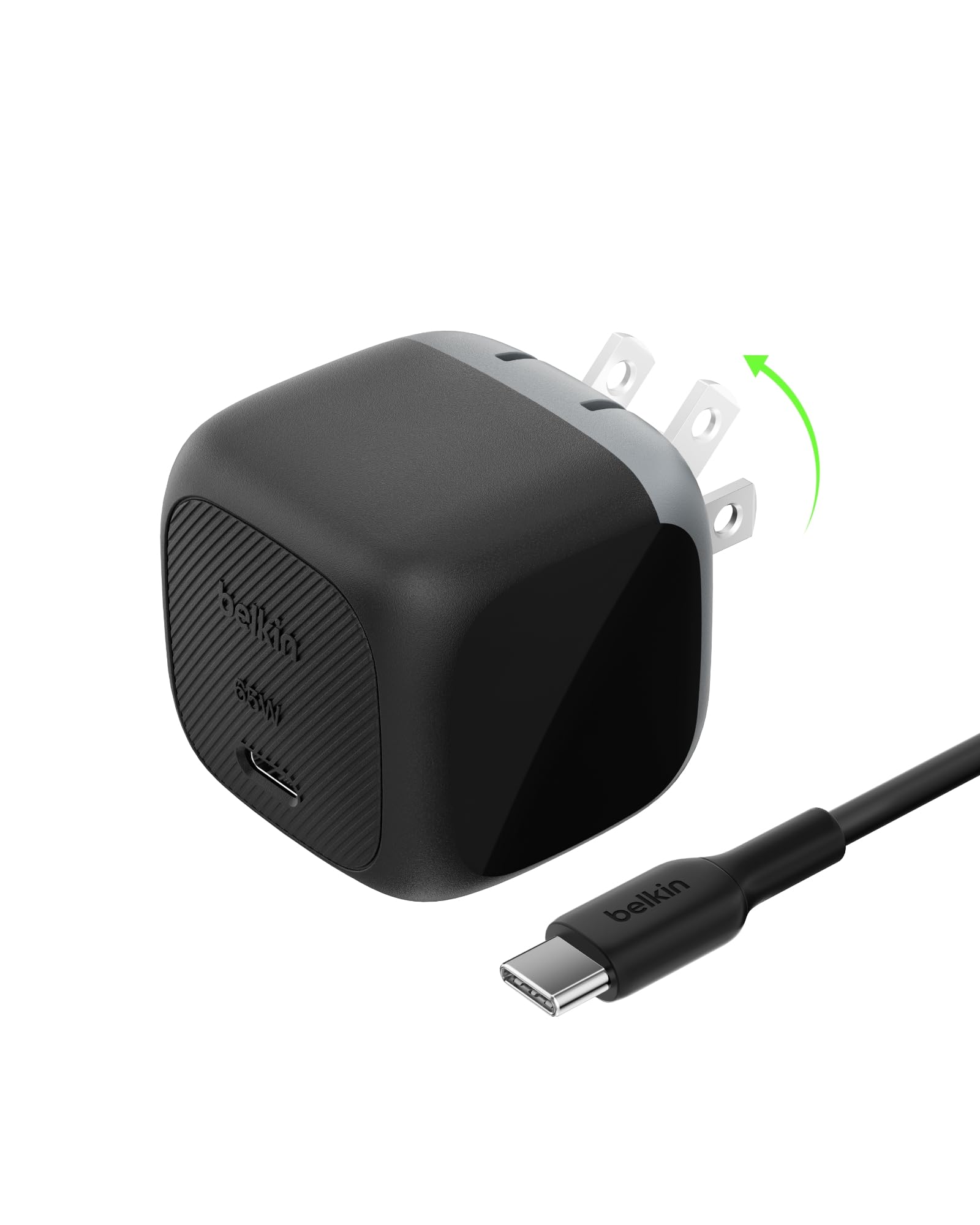 Belkin USB C Charger Block 65W - USB C Cable Included - Super Fast Charging, Type C - Apple iPhone 17, Air, Pro, Samsung Galaxy S25, Google Pixel 10, MacBook, iPad, Nintendo Switch 2, & More - Black