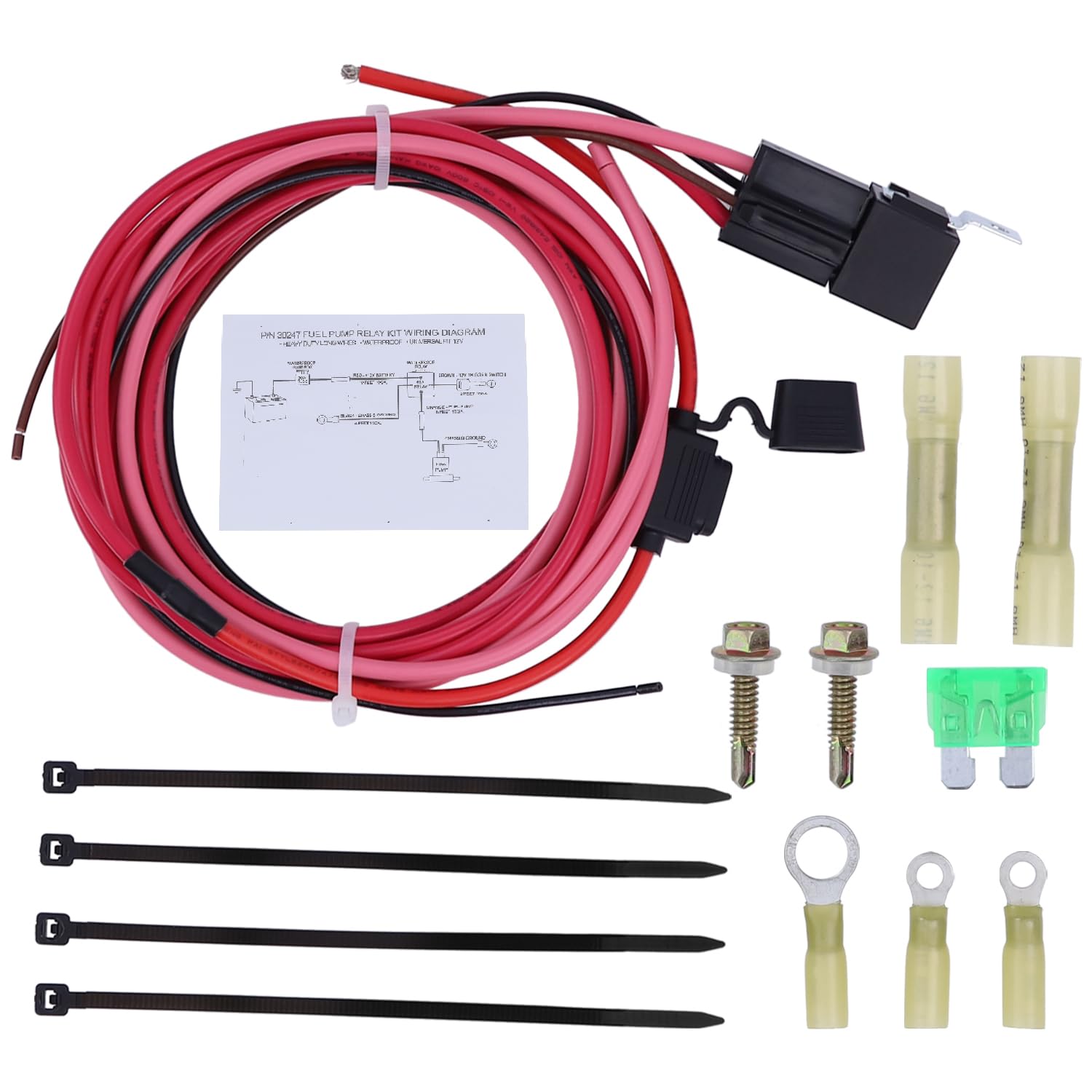 Photo 1 of Electric Fuel Pump Relay Kit 80 AMP Waterproof Relay Wiring Kit Fuel Pump Wiring Bypass Harness Heavy Duty Long Wires Relay Universal Fit 12V System P/N 30247