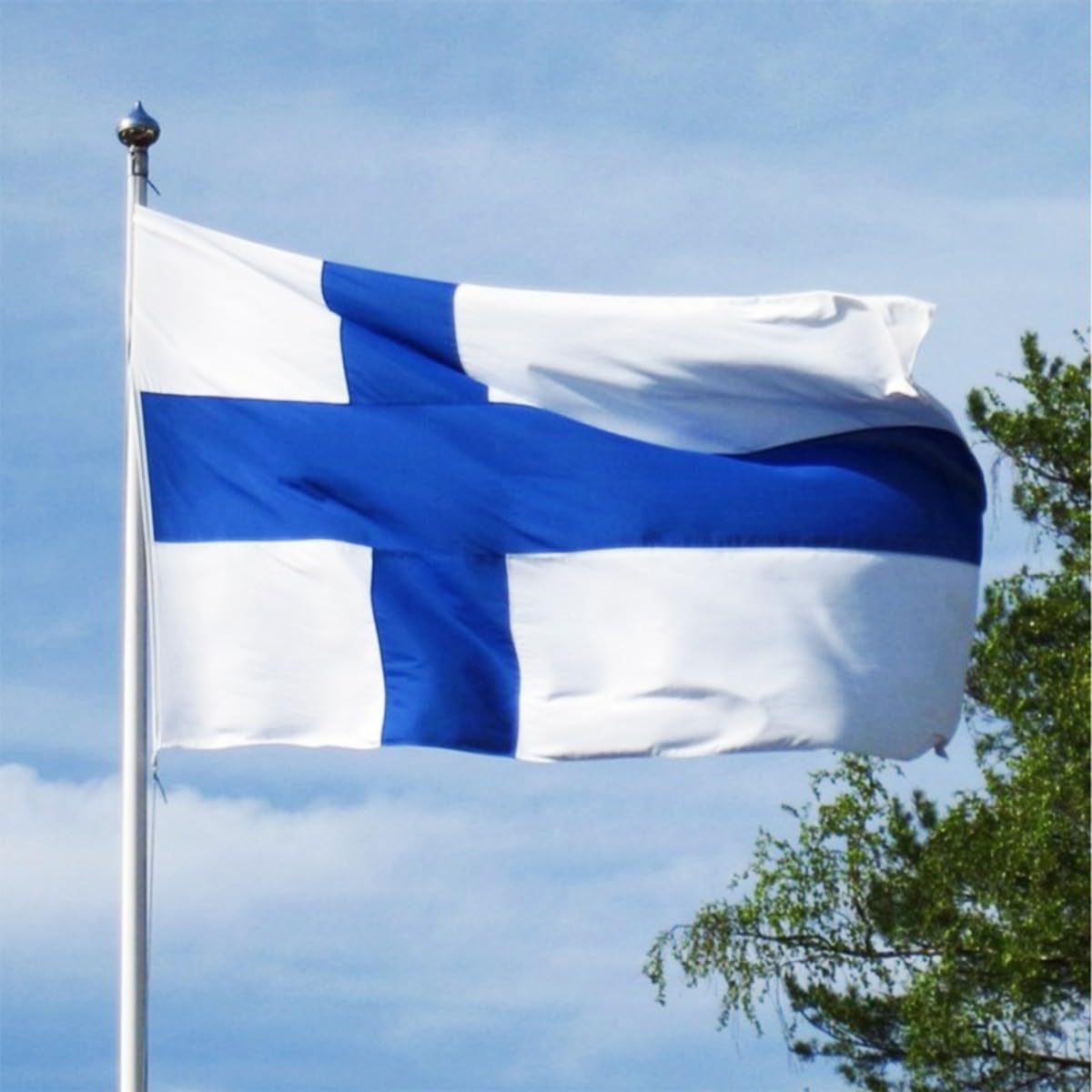 3x5 Ft (90 X 150cm) Finnish Flag Large Flag of Finland with 2 Brass Grommets Finland National Flag For Party Festival Procession Celebration Sport Activities Garden Home Indoor Outdoor Decoration — image 1
