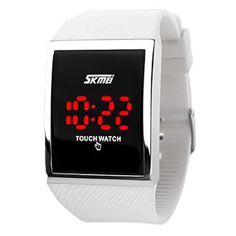 Kids Touch Screen Outdoor White Sports Watch with LED, Digital for Boys Girls - FIZILI