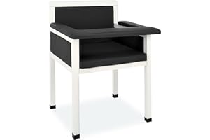 Vivacomfort Luxe Upholstered Blood Drawing Chair – Padded Phlebotomy Seat w/Adjustable Armrest & Steel Framing – Ideal for Hospitals & Medical Facilities (Black)