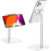 Cell Phone Stand, OMOTON Adjustable Angle Height Desk Phone Dock Holder for iPhone SE 16 Pro Max/Plus/XS/XR, Samsung Galaxy S