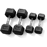 BBRUN Dumbbell Set 15 lb-550 lb, Rubber Hex Free Weights Without Rack, Heavy-Duty Home Gym Equipment for Strength Training, Muscle Building and Full Body Workouts