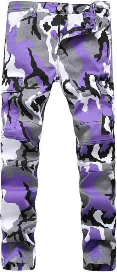 calça camuflada roxa masculina