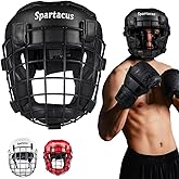 Victorbudo USA Boxing Headgear with Removable Face Grill, Maya Hide Leather MMA Head Guard for Sparring, Muay Thai, Kickboxing &amp; Karate Non-Slip, Protective Helmet for Men &amp; Women