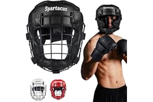 Victorbudo USA Boxing Headgear with Removable Face Grill, Maya Hide Leather MMA Head Guard for Sparring, Muay Thai, Kickboxing & Karate – Non-Slip, Protective Helmet for Men & Women