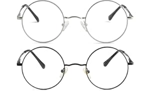 Kursan Small Round Clear Lens Glasses Non Prescription Circle Metal Frame Eyewear