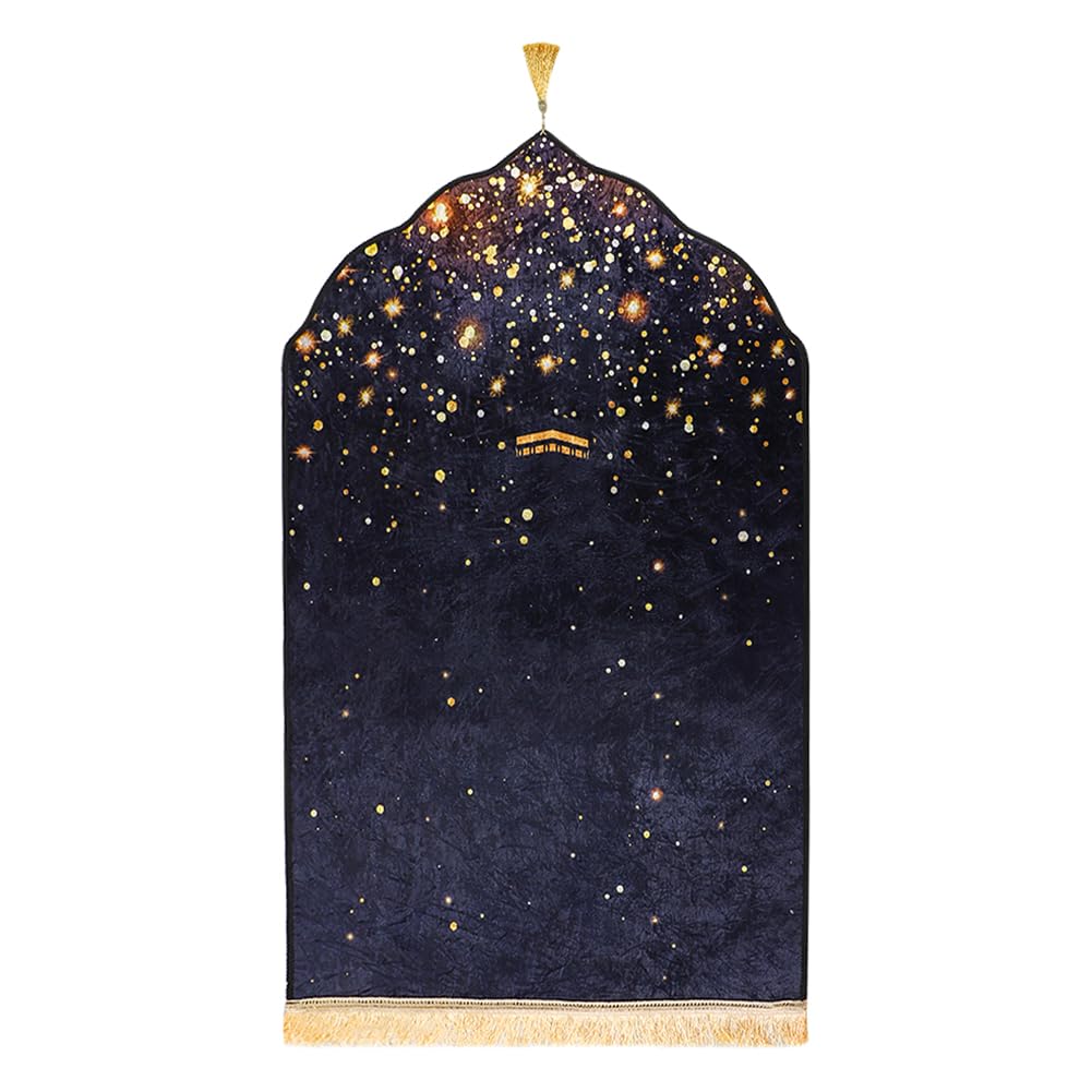 XGOPTS Velvet Prayer Mat, Irregular Arch-shaped Prayer Mat 3D Printing Thick Padded Prayer Rug with Tassels soft Praying Carpet Ramadan Eid Hajj Gift for Women Men, Size: 120x80cm