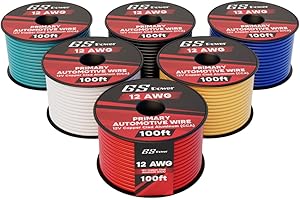 GS Power 600ft CCA 12 Gauge Wire Automotive, 6 Colors 100ft per Roll, 12 AWG 12v, Flexible Speaker Electrical Wire Low Voltage Primary for Car Stereo Audio Trailer Harness Hookup Wiring DIY