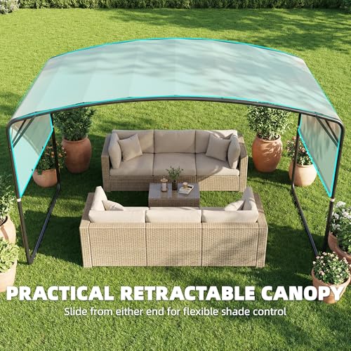 Outsunny 10' x 13' Retractable Pergola Canopy, Outdoor Metal Pergola Gazebo Sun Shade Shelter with Steel Frame, UPF30+ Sun Protection for Garden, Patio, Backyard, Deck, Khaki