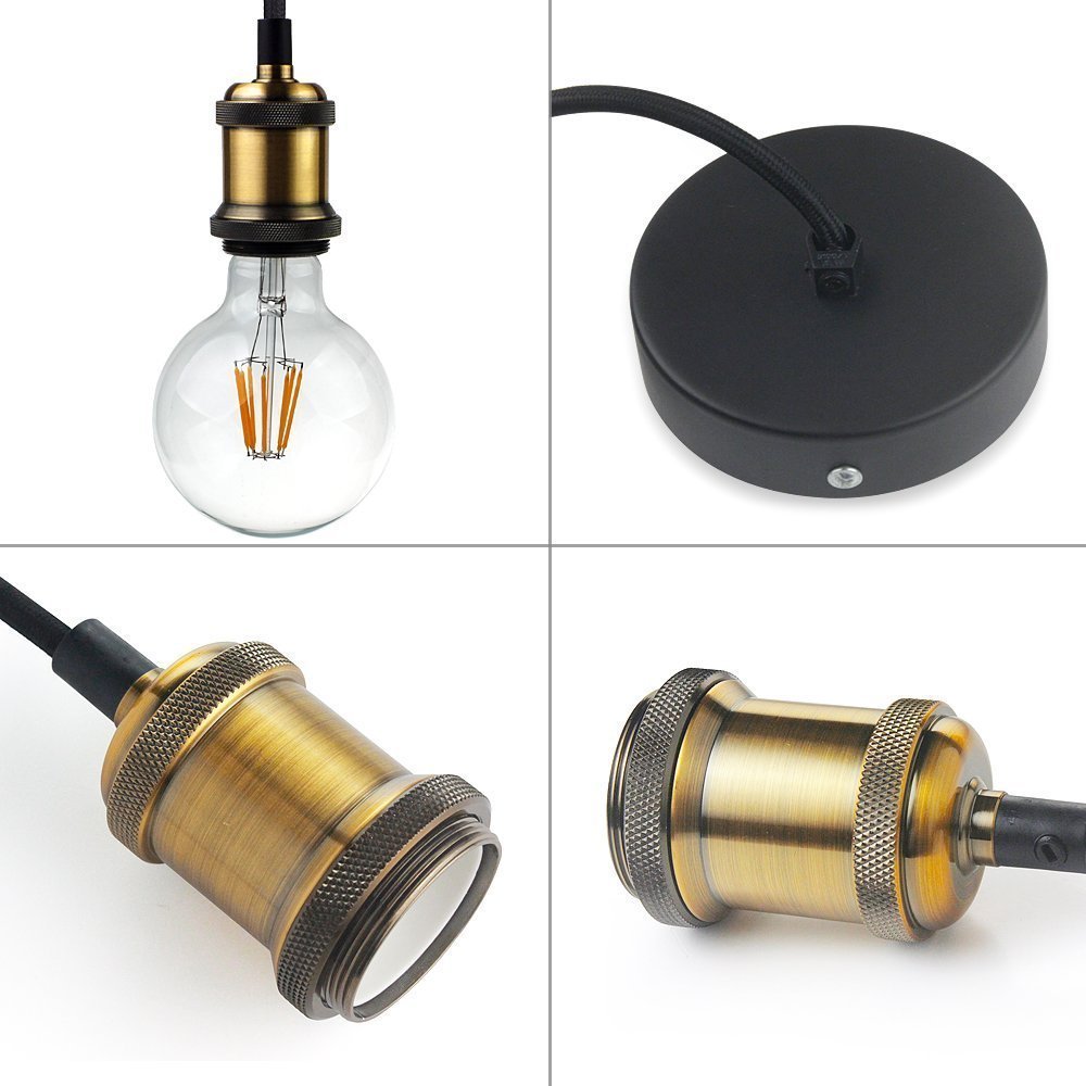 PIANUO 3 Way Ceiling Pendant Cluster Light Fitting Lights E26 Socket Hanging Light Industrial Ceiling Lights for Living Room Dining Room Bedroom Office