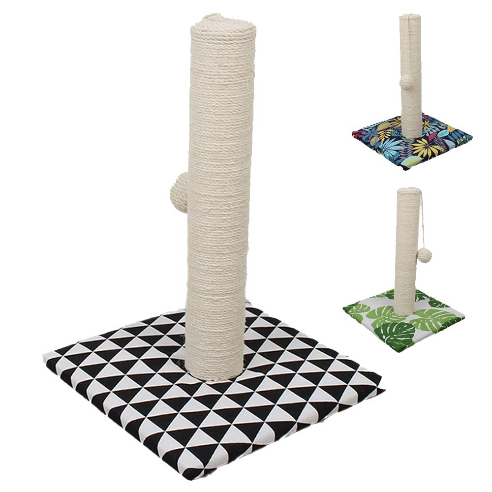 Croci Optical Basic - Scratching Post for Adult, Large and Small Cats, Mat with Tree and Rope with Cat Calming Toy Ball, Cardboard Scratcher,Accessories and Games at Home,Black/White,42cm - con palla