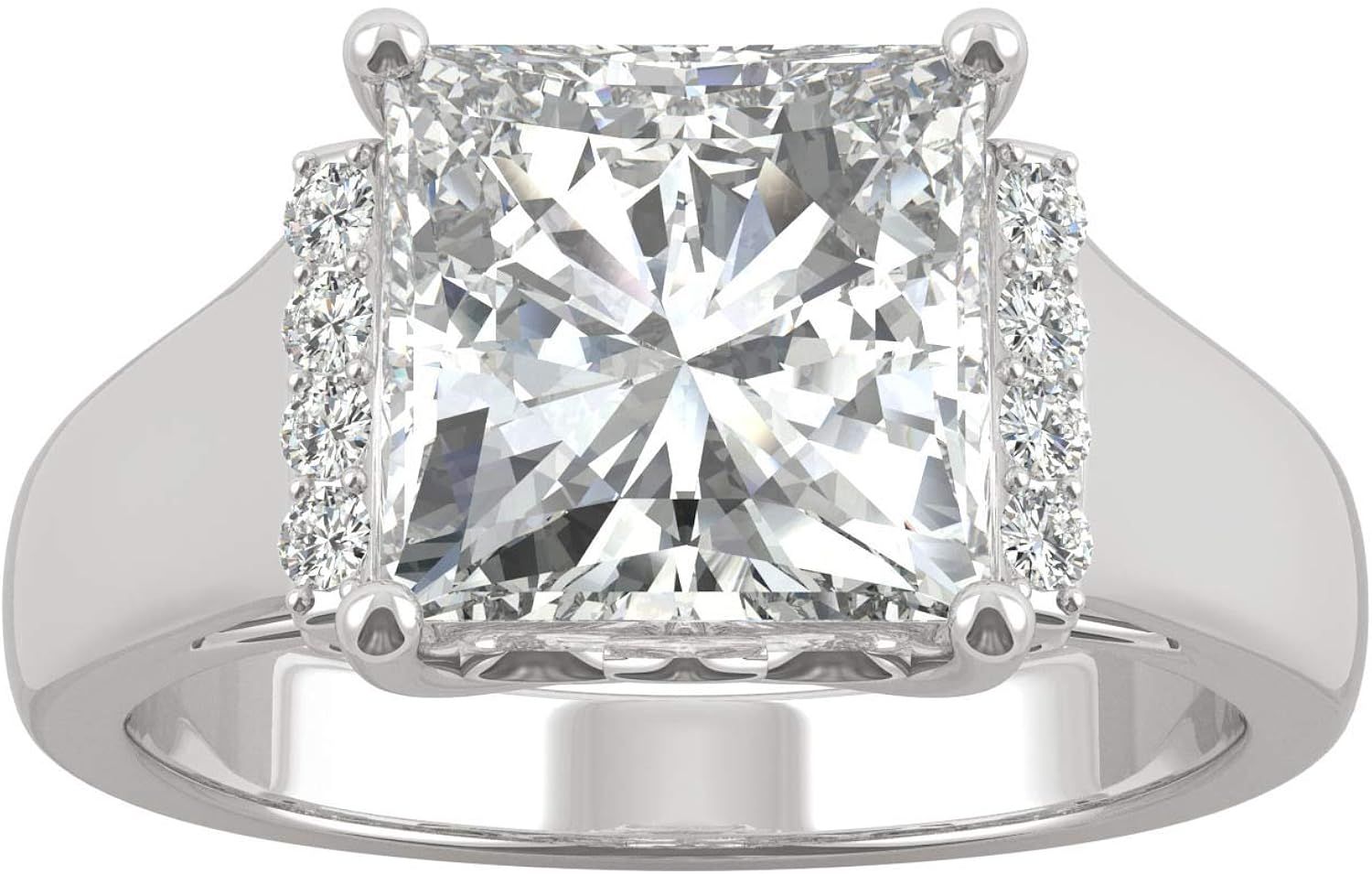 14K White Gold Moissanite by Charles & Colvard 8.5mm Square